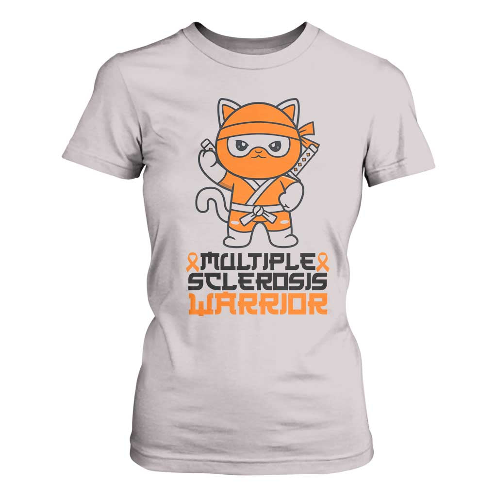 Multiple Sclerosis Awareness T Shirt For Women Orange Ribbon MS Warrior Ninja TS10 Ice Gray Print Your Wear