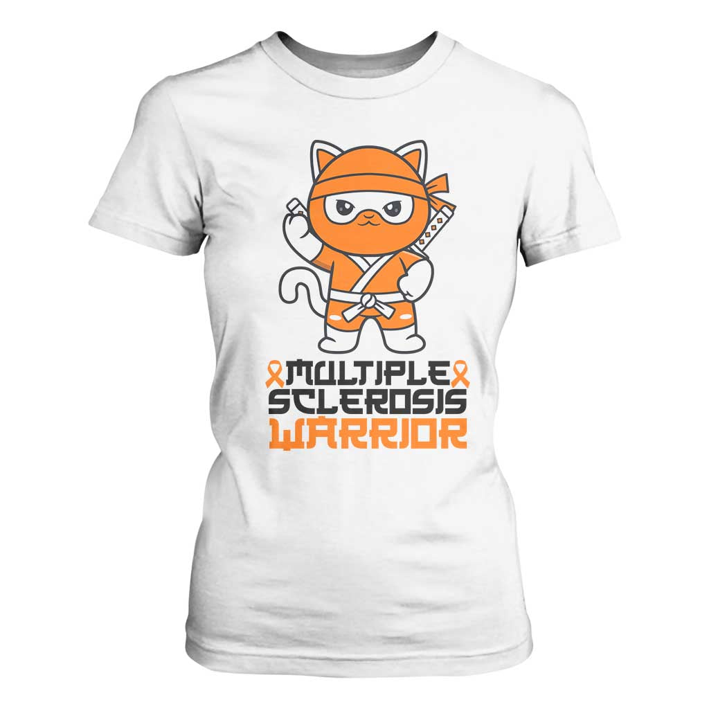 Multiple Sclerosis Awareness T Shirt For Women Orange Ribbon MS Warrior Ninja TS10 White Print Your Wear
