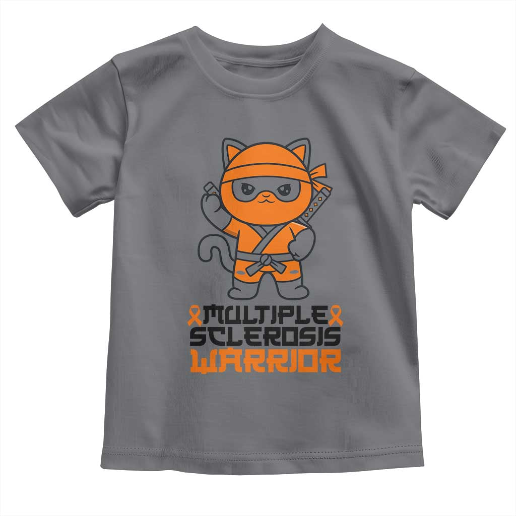 Multiple Sclerosis Awareness Toddler T Shirt Orange Ribbon MS Warrior Ninja TS10 Charcoal Print Your Wear