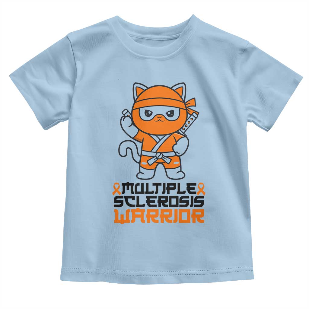 Multiple Sclerosis Awareness Toddler T Shirt Orange Ribbon MS Warrior Ninja TS10 Light Blue Print Your Wear