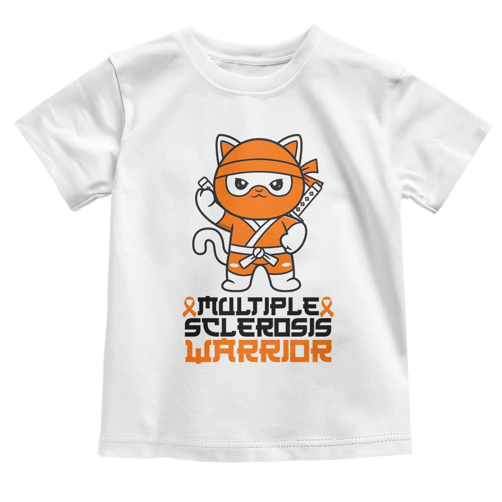 Multiple Sclerosis Awareness Toddler T Shirt Orange Ribbon MS Warrior Ninja TS10 White Print Your Wear