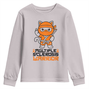 Multiple Sclerosis Awareness Youth Sweatshirt Orange Ribbon MS Warrior Ninja TS10 Ice Gray Print Your Wear