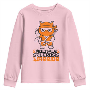 Multiple Sclerosis Awareness Youth Sweatshirt Orange Ribbon MS Warrior Ninja TS10 Light Pink Print Your Wear