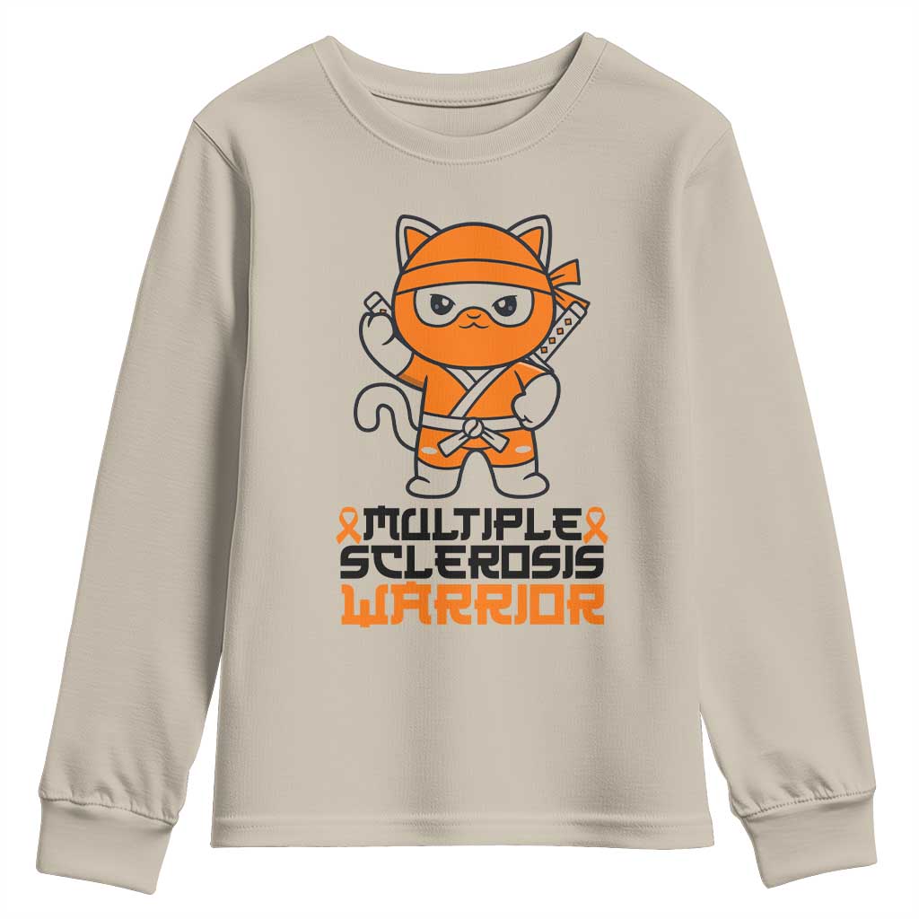 Multiple Sclerosis Awareness Youth Sweatshirt Orange Ribbon MS Warrior Ninja TS10 Sand Print Your Wear