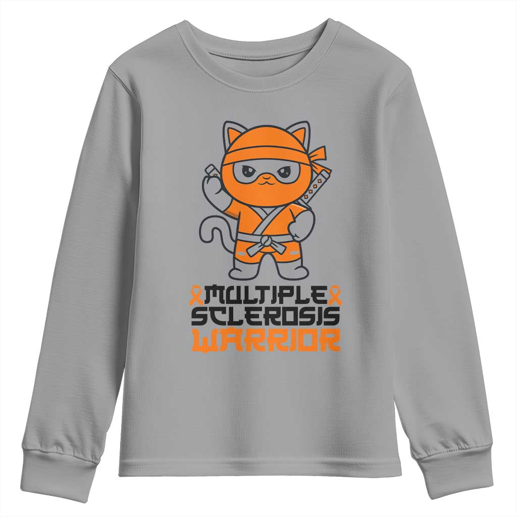 Multiple Sclerosis Awareness Youth Sweatshirt Orange Ribbon MS Warrior Ninja TS10 Sport Gray Print Your Wear