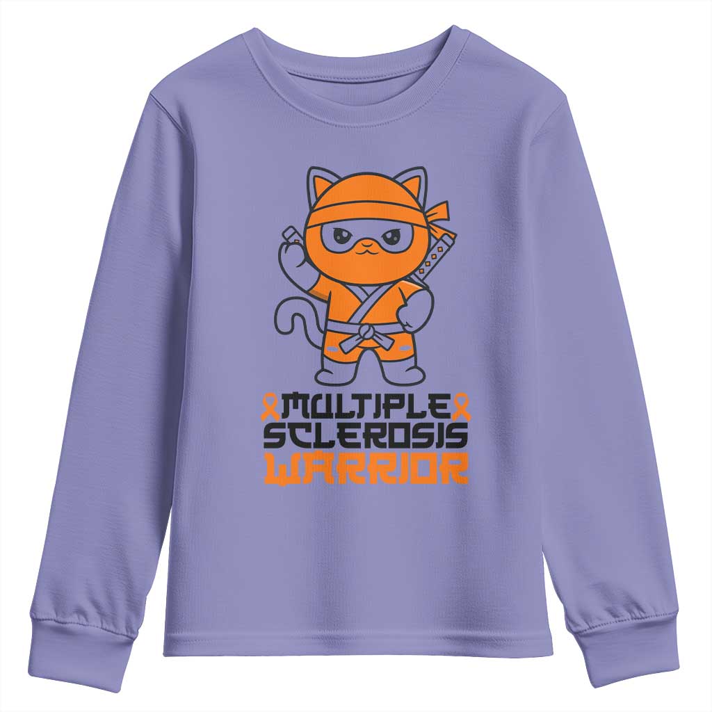 Multiple Sclerosis Awareness Youth Sweatshirt Orange Ribbon MS Warrior Ninja TS10 Violet Print Your Wear