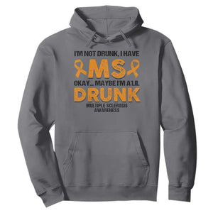 Multiple Sclerosis Awareness Hoodie Orange Ribbon I'm Not Drunk I Have MS TS10 Charcoal Print Your Wear