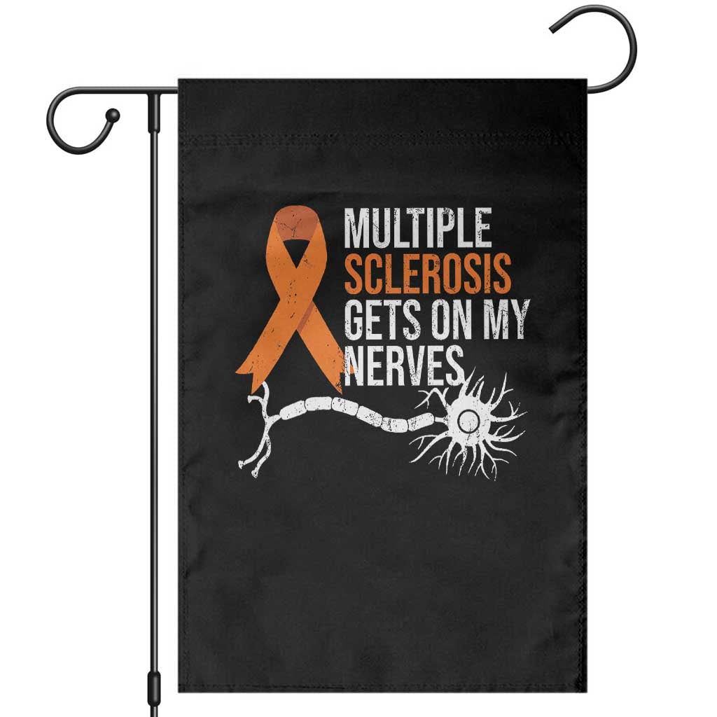 Multiple Sclerosis Awareness Garden Flag Orange Ribbon MS Gets On My Nerves TS10 Black Print Your Wear