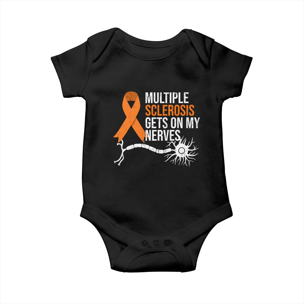 Multiple Sclerosis Awareness Baby Onesie Orange Ribbon MS Gets On My Nerves TS10 Black Print Your Wear