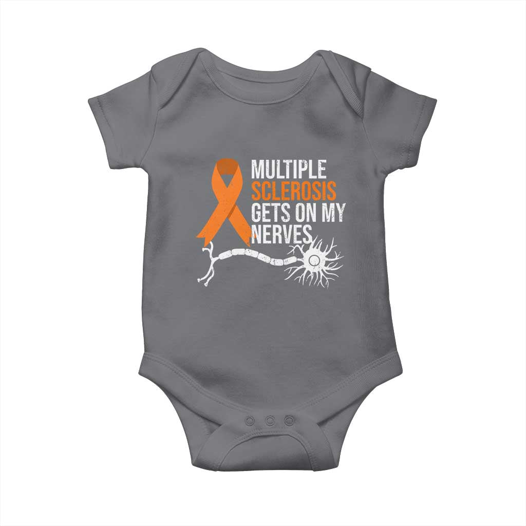 Multiple Sclerosis Awareness Baby Onesie Orange Ribbon MS Gets On My Nerves TS10 Charcoal Print Your Wear