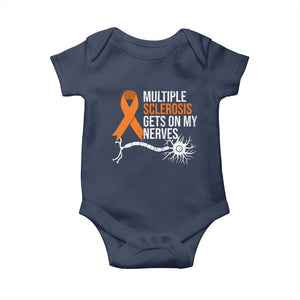 Multiple Sclerosis Awareness Baby Onesie Orange Ribbon MS Gets On My Nerves TS10 Navy Print Your Wear
