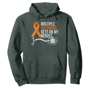 Multiple Sclerosis Awareness Hoodie Orange Ribbon MS Gets On My Nerves TS10 Dark Forest Green Print Your Wear