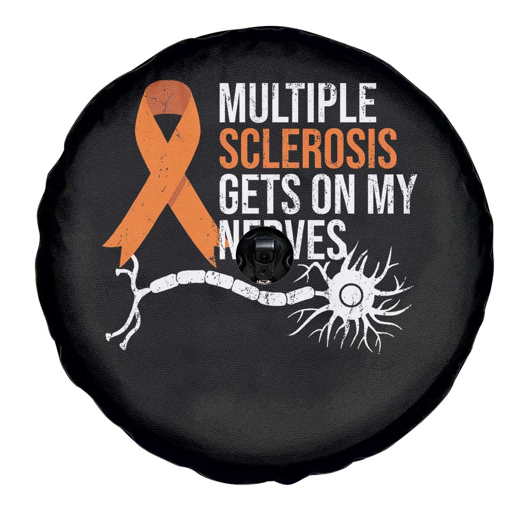 Multiple Sclerosis Awareness Spare Tire Cover Orange Ribbon MS Gets On My Nerves TS10 Print Your Wear
