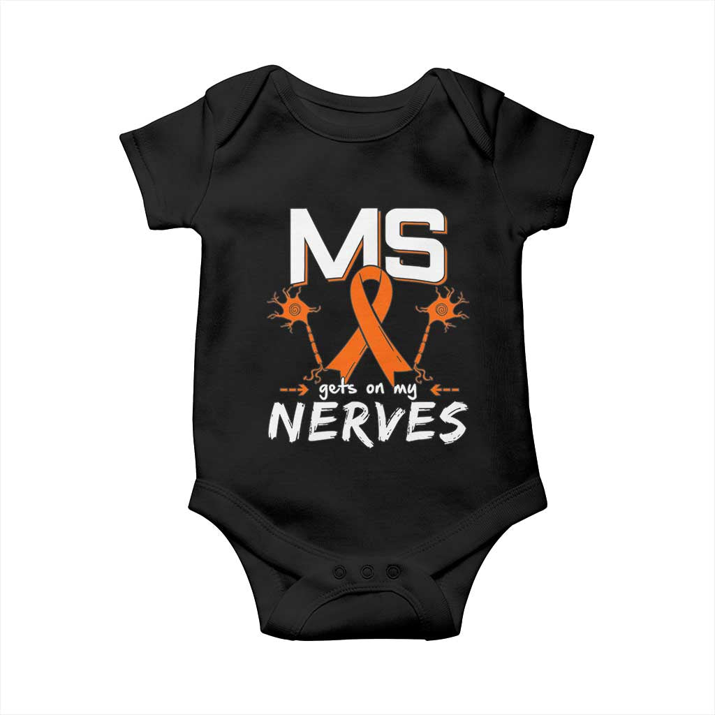 MS Gets On My Nerves Multiple Sclerosis Awareness Baby Onesie Orange Ribbon TS10 Black Print Your Wear