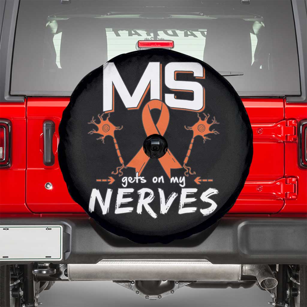 MS Gets On My Nerves Multiple Sclerosis Awareness Spare Tire Cover Orange Ribbon TS10 Black Print Your Wear