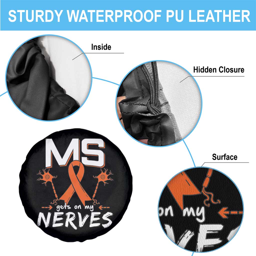 MS Gets On My Nerves Multiple Sclerosis Awareness Spare Tire Cover Orange Ribbon TS10 Print Your Wear