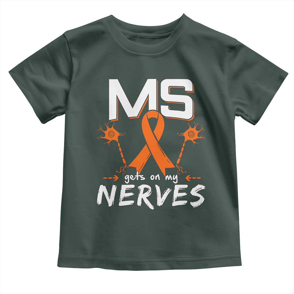 MS Gets On My Nerves Multiple Sclerosis Awareness Toddler T Shirt Orange Ribbon TS10 Dark Forest Green Print Your Wear