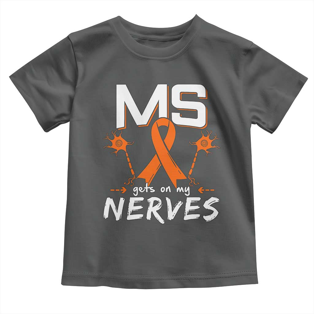 MS Gets On My Nerves Multiple Sclerosis Awareness Toddler T Shirt Orange Ribbon TS10 Dark Heather Print Your Wear