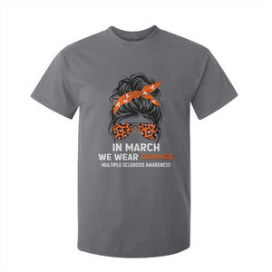 In March We Wear Orange MS Warrior T Shirt For Kid Multiple Sclerosis Support Squad TS10 Charcoal Print Your Wear