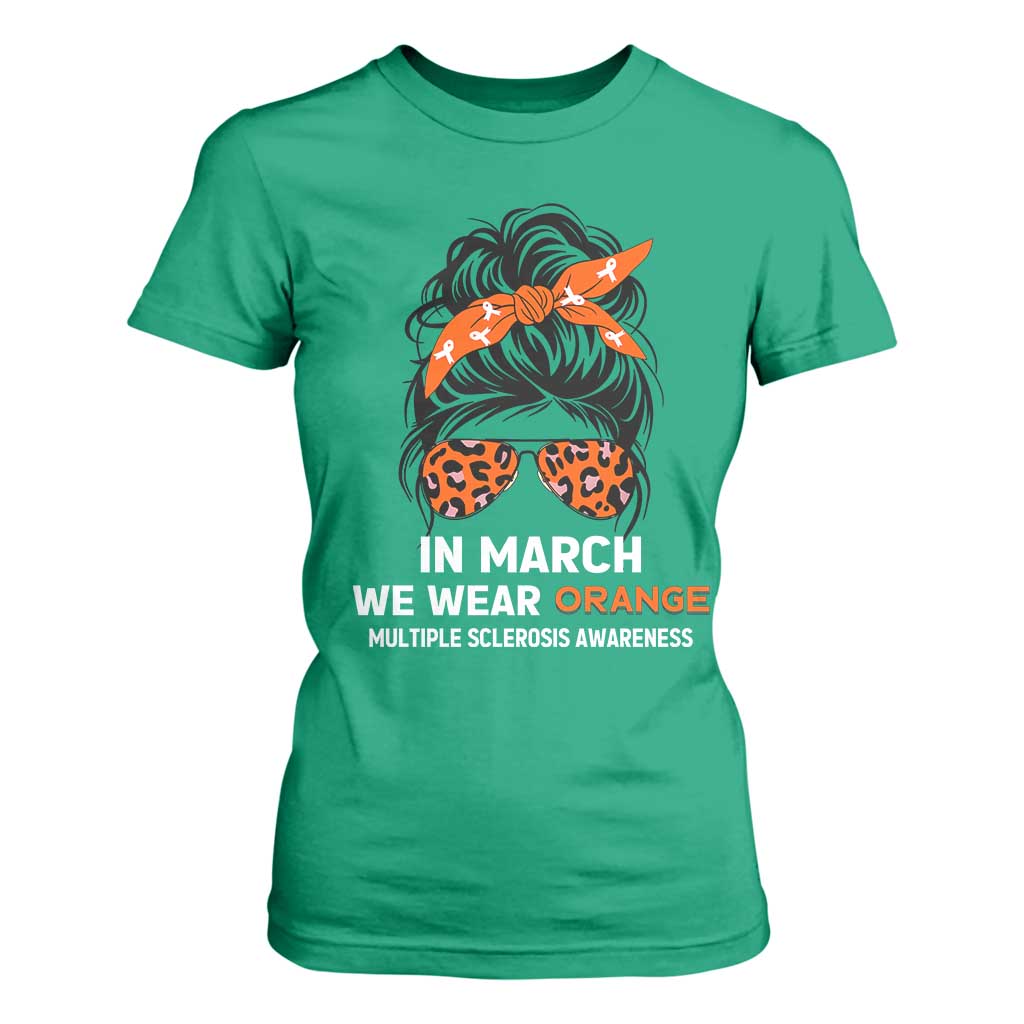 In March We Wear Orange MS Warrior T Shirt For Women Multiple Sclerosis Support Squad TS10 Irish Green Print Your Wear