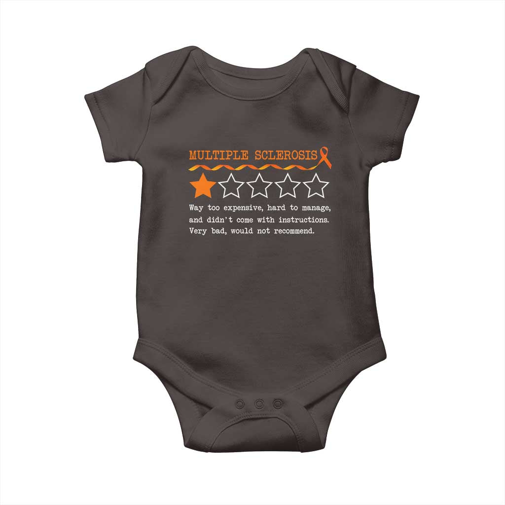 Multiple Sclerosis Awareness Baby Onesie Orange Ribbon MS Review Very Bad Would Not Recommend TS10 Dark Chocolate Print Your Wear