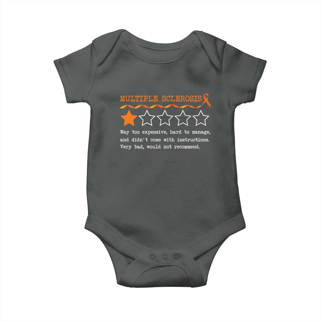 Multiple Sclerosis Awareness Baby Onesie Orange Ribbon MS Review Very Bad Would Not Recommend TS10 Dark Heather Print Your Wear