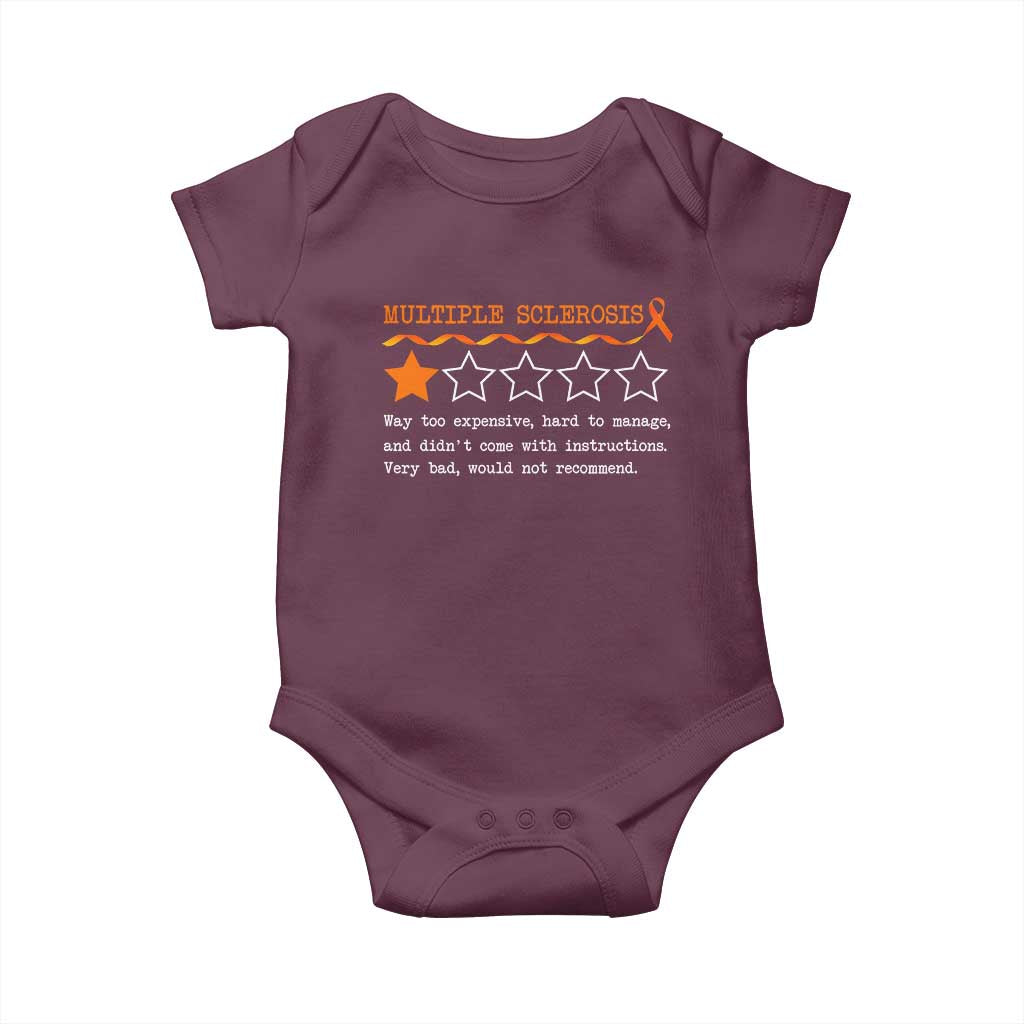 Multiple Sclerosis Awareness Baby Onesie Orange Ribbon MS Review Very Bad Would Not Recommend TS10 Maroon Print Your Wear