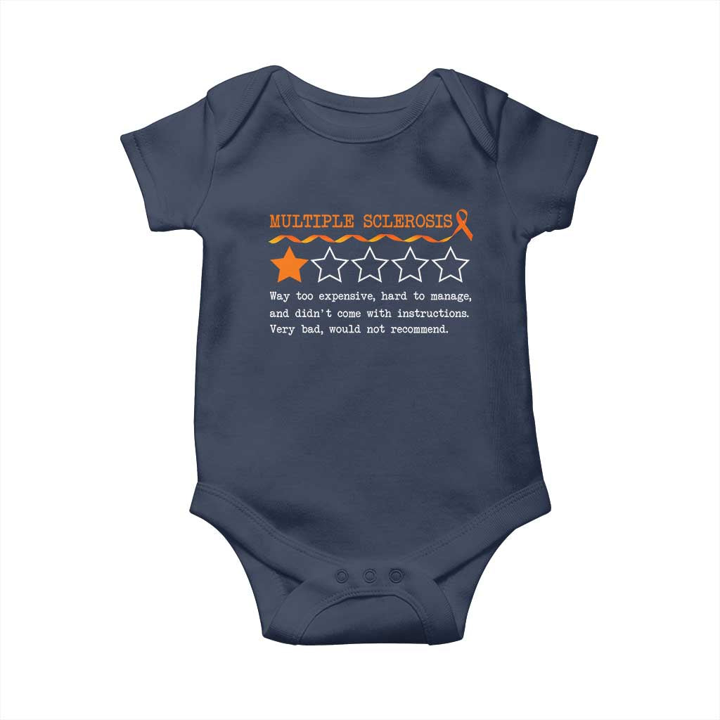 Multiple Sclerosis Awareness Baby Onesie Orange Ribbon MS Review Very Bad Would Not Recommend TS10 Navy Print Your Wear