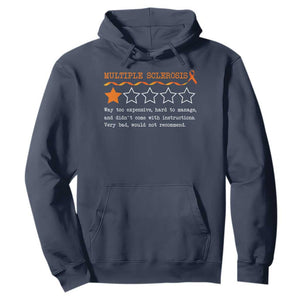 Multiple Sclerosis Awareness Hoodie Orange Ribbon MS Review Very Bad Would Not Recommend TS10 Navy Print Your Wear