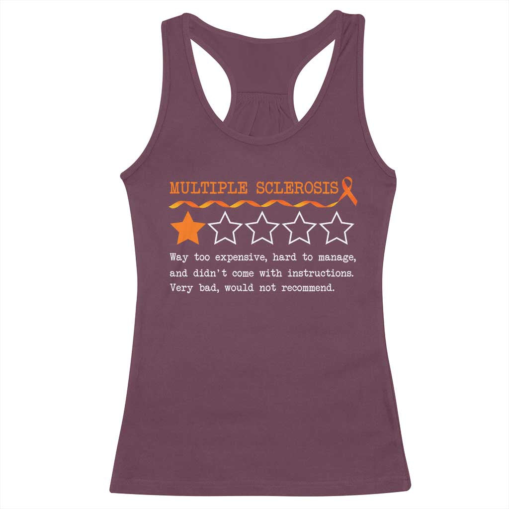 Multiple Sclerosis Awareness Racerback Tank Top Orange Ribbon MS Review Very Bad Would Not Recommend TS10 Maroon Print Your Wear