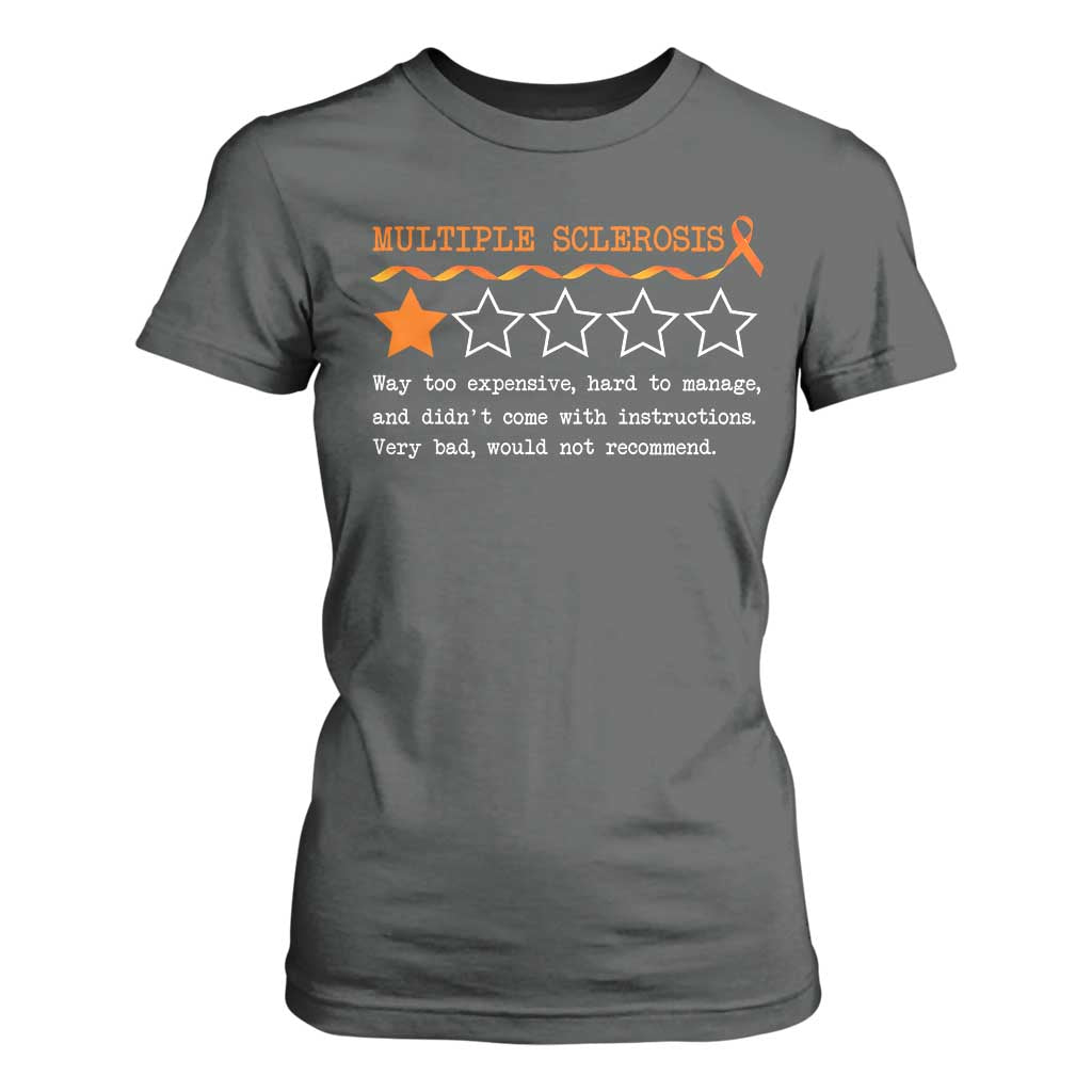 Multiple Sclerosis Awareness T Shirt For Women Orange Ribbon MS Review Very Bad Would Not Recommend TS10 Dark Heather Print Your Wear