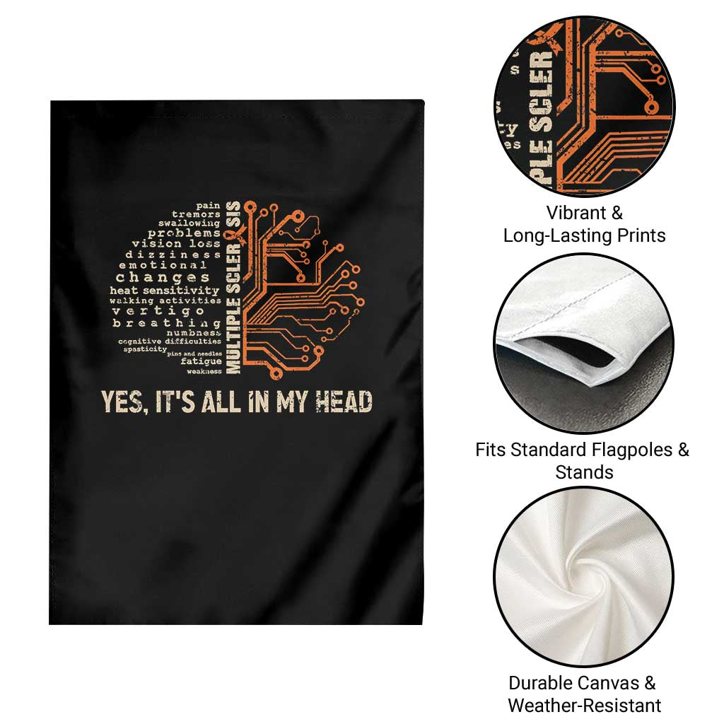 Multiple Sclerosis Awareness Garden Flag Orange Ribbon Yes It's All In My Head TS10 Print Your Wear