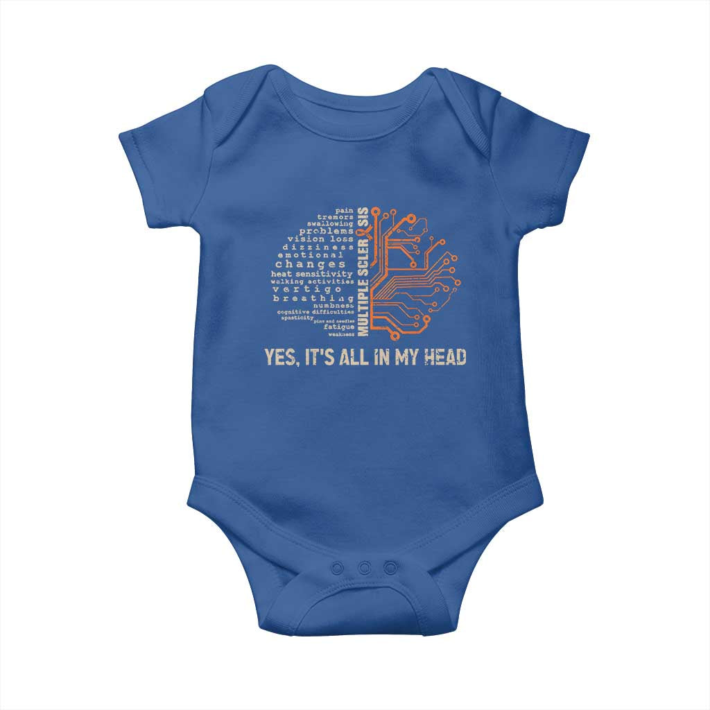 Multiple Sclerosis Awareness Baby Onesie Orange Ribbon Yes It's All In My Head TS10 Royal Blue Print Your Wear