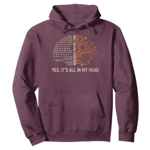 Multiple Sclerosis Awareness Hoodie Orange Ribbon Yes It's All In My Head TS10 Maroon Print Your Wear