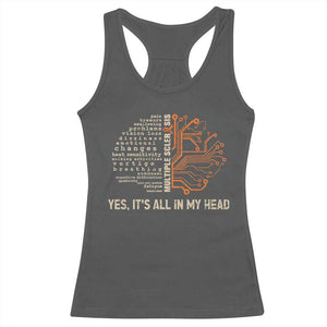 Multiple Sclerosis Awareness Racerback Tank Top Orange Ribbon Yes It's All In My Head TS10 Dark Heather Print Your Wear