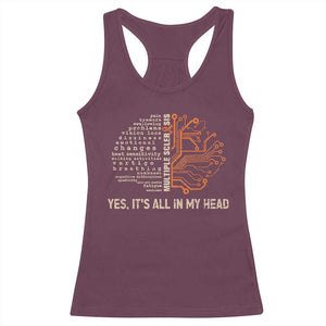 Multiple Sclerosis Awareness Racerback Tank Top Orange Ribbon Yes It's All In My Head TS10 Maroon Print Your Wear