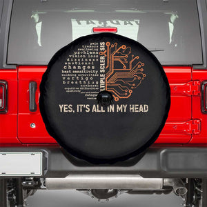 Multiple Sclerosis Awareness Spare Tire Cover Orange Ribbon Yes It's All In My Head TS10 Black Print Your Wear