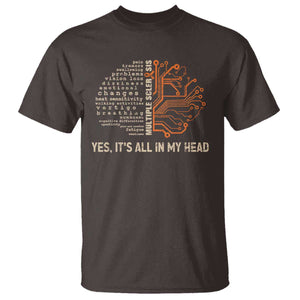 Multiple Sclerosis Awareness T Shirt Orange Ribbon Yes It's All In My Head TS10 Dark Chocolate Print Your Wear