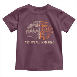 Multiple Sclerosis Awareness Toddler T Shirt Orange Ribbon Yes It's All In My Head TS10 Maroon Print Your Wear