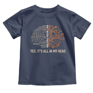 Multiple Sclerosis Awareness Toddler T Shirt Orange Ribbon Yes It's All In My Head TS10 Navy Print Your Wear