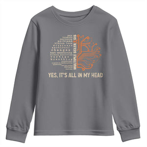 Multiple Sclerosis Awareness Youth Sweatshirt Orange Ribbon Yes It's All In My Head TS10 Charcoal Print Your Wear
