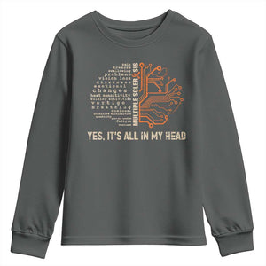 Multiple Sclerosis Awareness Youth Sweatshirt Orange Ribbon Yes It's All In My Head TS10 Dark Heather Print Your Wear