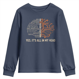 Multiple Sclerosis Awareness Youth Sweatshirt Orange Ribbon Yes It's All In My Head TS10 Navy Print Your Wear