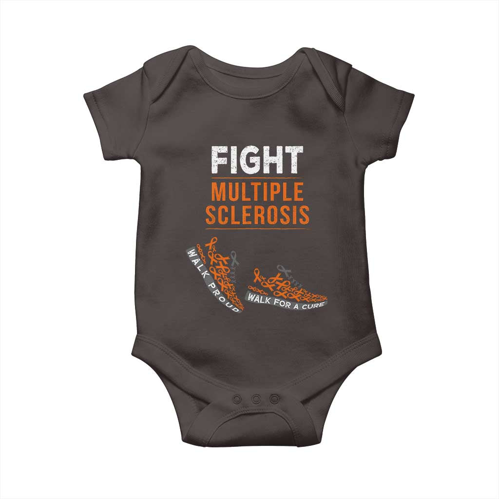 Fight MS Baby Onesie Orange Ribbon Multiple Sclerosis Awareness TS10 Dark Chocolate Print Your Wear