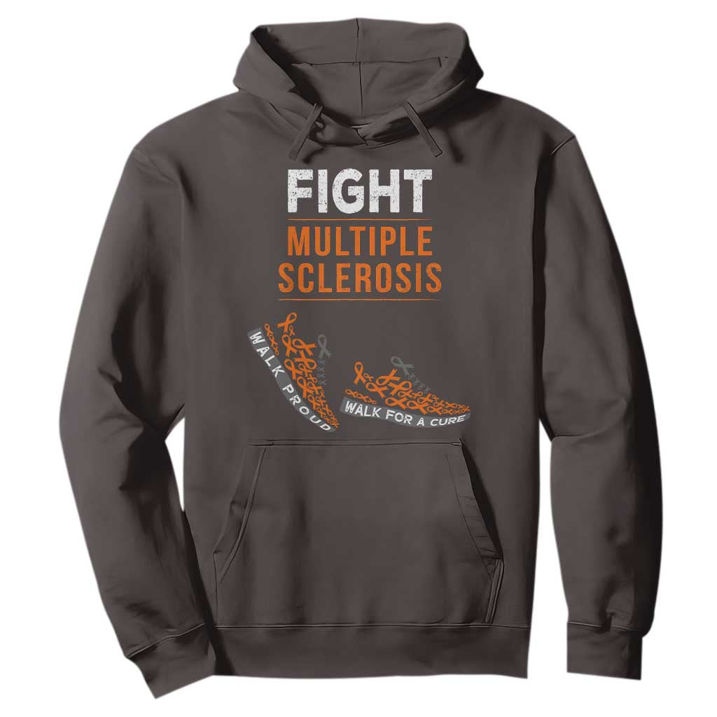 Fight MS Hoodie Orange Ribbon Multiple Sclerosis Awareness TS10 Dark Chocolate Print Your Wear