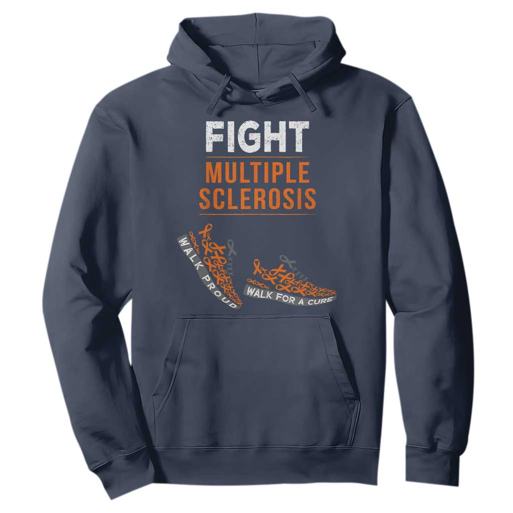 Fight MS Hoodie Orange Ribbon Multiple Sclerosis Awareness TS10 Navy Print Your Wear