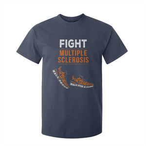 Fight MS T Shirt For Kid Orange Ribbon Multiple Sclerosis Awareness TS10 Navy Print Your Wear