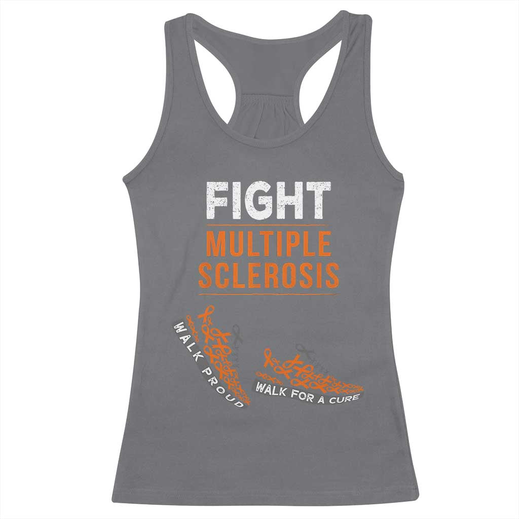 Fight MS Racerback Tank Top Orange Ribbon Multiple Sclerosis Awareness TS10 Charcoal Print Your Wear
