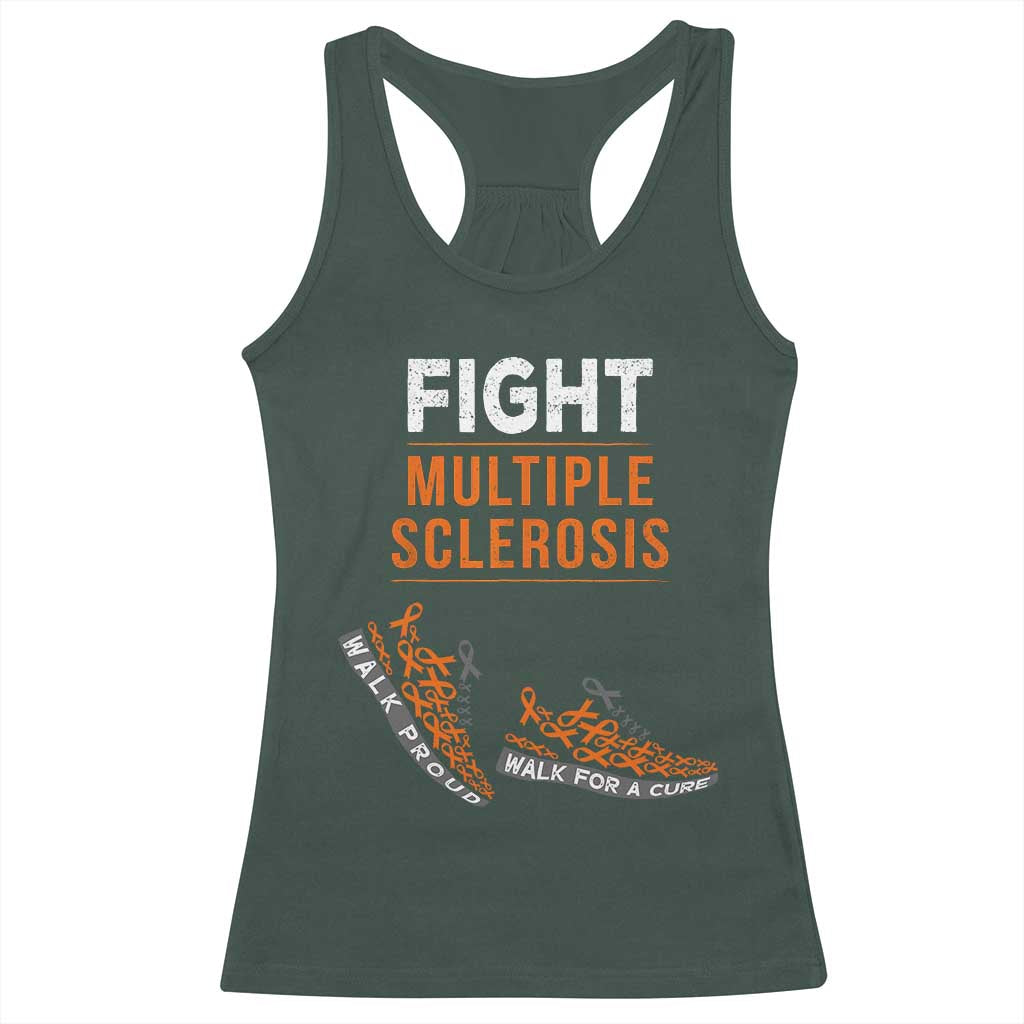 Fight MS Racerback Tank Top Orange Ribbon Multiple Sclerosis Awareness TS10 Dark Forest Green Print Your Wear