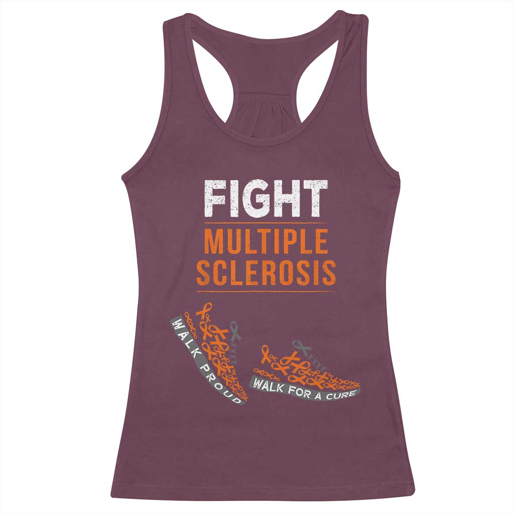 Fight MS Racerback Tank Top Orange Ribbon Multiple Sclerosis Awareness TS10 Maroon Print Your Wear